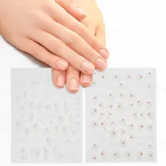Unique Bargains Self-Adhesive Floral Pattern Nail Art Stickers White 2 Pcs