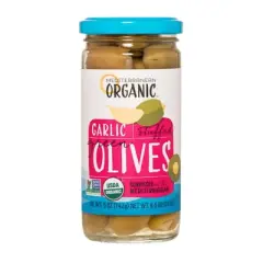 Mediterranean Organic Garlic Stuffed Green Olives - Case of 12/8.5 oz
