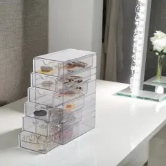 Unique Bargains Multi-layer Hair Accessories Organizer with 6 Drawers Clear 1 Pc