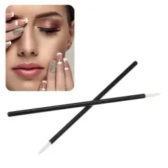 Unique Bargains Short Nylon Eyeliner Eye Makeup Brushes Applicators Black White 50PCS