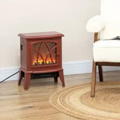 SEVOBAL Fireplace Insert Heater Mantel 3D Flame Fireplace Stove Bottom Air Outlet Fire Place Panoramic Fire Place Heater, Red, 15.9"*11.8"*17.7"