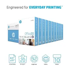 HP Office Ultra-White Paper 92 Bright 20lb 8-1/2 x 11 500/Ream 10/Carton 112101