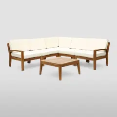 6pc Grenada Acacia Sectional Patio Sofa Set Teak - Christopher Knight Home