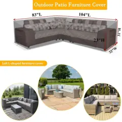 Akefit V-Shaped Patio Sectional Sofa Cover Waterproof Windproof Outdoor Furniture Protector Gray with Vents