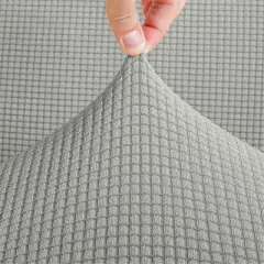 Home Mart Goods 3-Piece Set Silver 4-Way Stretch Ruffled Skirt Slipcover Sofa Loveseat & Armchair Cover Protector