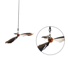 Unique Bargains Cat Teaser Windmill Style Handheld with Bell White Brown