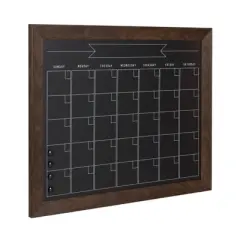 29" x 23" Beatrice Framed Magnetic Chalkboard Calendar Walnut Brown - DesignOvation
