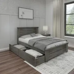 Max & Lily Farmhouse Full Bed with Panel Headboard with Storage Drawers