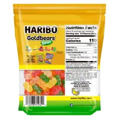 Haribo Candy Sour Gold Bears Gummy Candy - 9oz