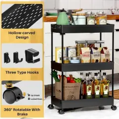 YIGII-Warehouse rolling car 3 floors, kitchen multifunctional shelf