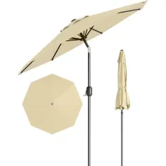 10FT Outdoor Patio Umbrella with Push Button Tilt & Crank, Market Umbrella, 8 Sturdy Ribs UV Protection for Garden Backyard Pool Deck