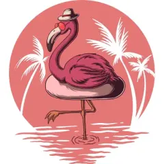 Junior's Design By Humans Flamingo Summer Vibes By kai2day T-Shirt