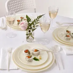 Silver Spoons Modern Plastic Plates for Party, Heavy Duty Disposable Dinner Set,  (10 PC) - Opulence Collection