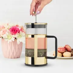 Pinky Up Piper Gold Press Pot Tea and Coffee Maker