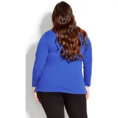 AVENUE |  V Neck Long Sleeve Top - indigo blue