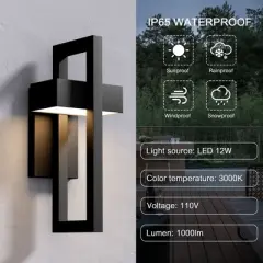 LamQee Modern Outdoor Wall Lights 3000K Integrated LED Outdoor Wall Sconces Lighting