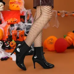 Allegra K Women's Back Zip Stiletto High Heels Ankle Boots