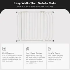 BalanceFrom Walk-Thru Safety Gate for Baby and Pets, Child Proof Fence for Doorways, Stairways, Hallways, 29.1" to 38.5" Opening, 30" Height, White