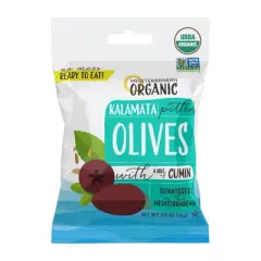 Mediterranean Organic Kalamata Pitted Olives with Cumin- Case of 12/2.5 oz