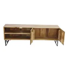 Metal Storage Cabinet TV Stand for TVs up to 55" Brown - The Urban Port