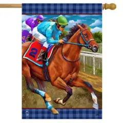 Horse Racing Everyday House Flag Jockeys Track 28" x 40" Briarwood Lane