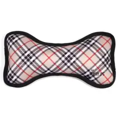 The Worthy Dog Tough Bias Plaid Bone Dog Toy