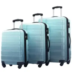Aukfa 3-Piece Gradient Color Lightweight Hard Shell Expandable Luggage Set with TSA Lock, Available Sizes 20" 24" 28", Multi-Color
