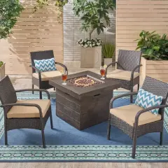 Christopher Knight Home Cordoba 5pc Iron Outdoor Patio Fire Pit Furniture Set 