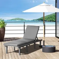 Outsunny Chaise Lounge Chair for Outdoor, Patio Recliner with 4-Position Adjustable Backrest and Cushion for Deck, Beach, Lawn and Sunbathing