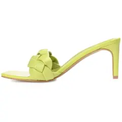 Journee Collection Womens Hattie Tru Comfort Foam Open Toe Mid Stiletto Pumps Olive 9.5