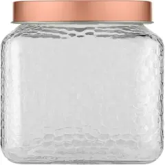 Amici Home Sierra Glass Canister Set of 2, Clear with Dot Emboss, Copper Lid, Container Storage Jars Kitchen & Pantry Organization, 60 & 80 oz.