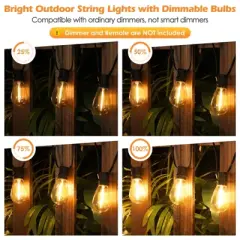 Itopfox 96FT LED Outdoor String Lights, Waterproof Patio Lights with 30+2 Dimmable Shatterproof Edison Hanging Bulbs for Backyard Party-Black