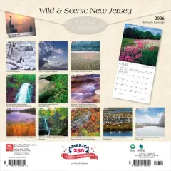 BrownTrout 2026 New Jersey Wild and Scenic 12"x24" Hanging Square Wall Calendar Plastic-Free