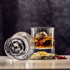 JoyJolt Radiant Crystal Whiskey Glass - Set of 4 Old Fashioned Crystal Glass - 10 oz