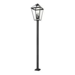Talbot Outdoor Glass Pendant Light - 4 Bulbs, Dimmable, 19.5" x 128.25", Black Finish