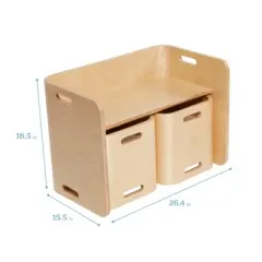 ECR4Kids Premium Bentwood Multipurpose Table and Chair Set, Kids Furniture, Natural, 3-Piece