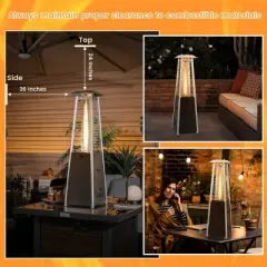 Costway 35'' Portable Tabletop Pyramid Patio Heater Steel Propane gas 9500 BTU