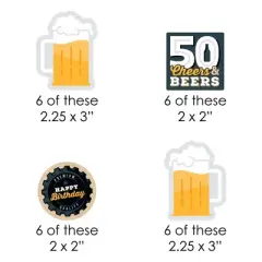 Big Dot of Happiness Cheers and Beers to 50 Years - Paper Straw Decor - 50th Birthday Party Striped Decorative Straws - Set of 24