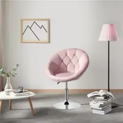 Yaheetech Swivel Tufted Height Adjustable Barrel Chair Accent Chair