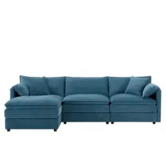 YOOCOZZ Double-Cushion Chenille Sectional Sofa with 2 Movable Ottomans and Armrest Pillows