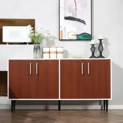 HOMCOM Modern Sideboard, Buffet Cabinet, Console Table with Adjustable Shelves, Anti-Topple Design, and Large Countertop, Brown