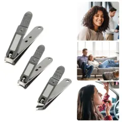 Unique Bargains Nail Clippers for Nail Care Portable Stainless Steel Zinc Alloy Titanium Tone Silver Tone 3 Pcs