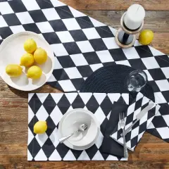 Split P Harlequin Table Runner - 54''L - Black