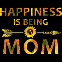 Junior's Design By Humans Happiness is Being a Mom Sunflower Arrow By shirtpublic T-Shirt