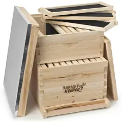 Honey Keeper Beehive 20 Frame Complete Box Kit (10 Deep and 10 Medium) with Metal Roof for Langstroth Beekeeping