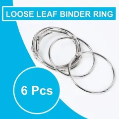 Unique Bargains Office Metal Loose Leaf Rings Book Rings Hinge Snap Ring Key Ring Binder 60mm Inner Dia 6 Pcs