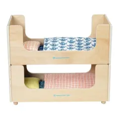 Manhattan Toy Night Night Wooden Play Sleigh Bed with Pillow and Blanket for Dolls and Stuffed Animals