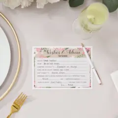 Best Paper Greetings 50 Pack Wedding Advice Cards for Bride, Bridal Shower Games, 5x7 in