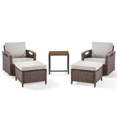 Belord 5 Piece Patio Furniture Set, Dark Brown Hand-Brushed Arms Swivel Glider Patio Chairs Set of 2 with Ottomans