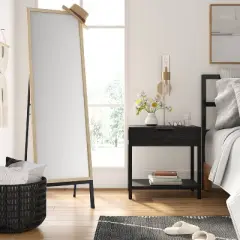 20" x 66" Oak and Metal Modern Floor Mirror Brown - Project 62&trade;